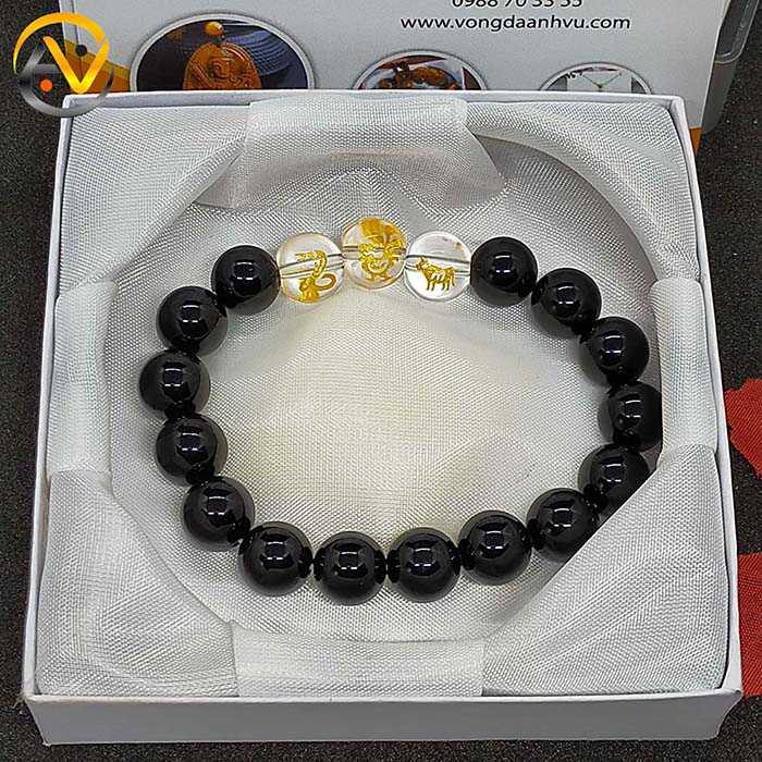 VÒNG TAM HỢP TỴ DẬU SỬU MÃ NÃO ĐEN TH032